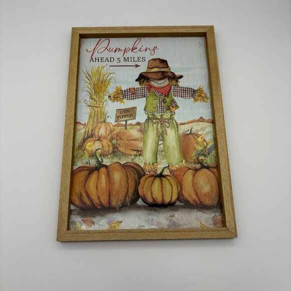 Way to Celebrate Pumpkin Fall Harvest Orange Scarecrow Framed Wall Sign Decor - Picture 1 of 3